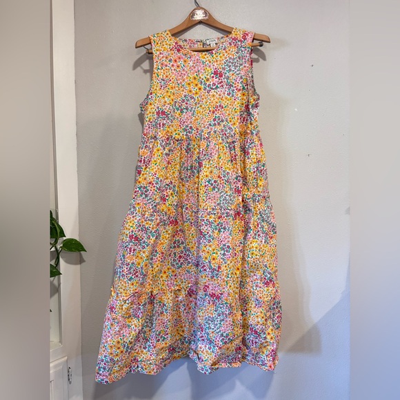 J. Crew Dresses & Skirts - J.Crew Factory Reimagined mixed-floral cotton sleeveless tiered midi dress